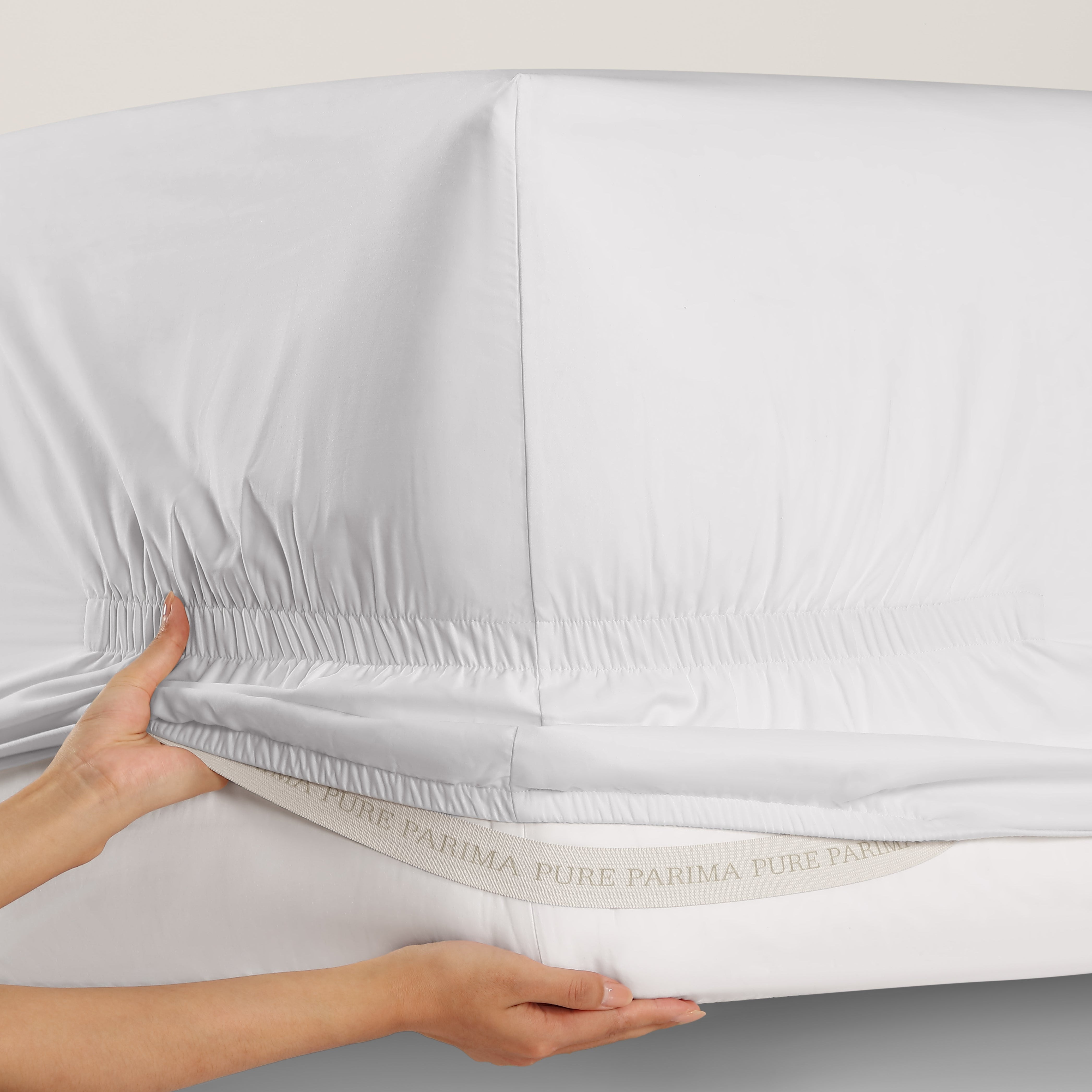 pure parima silken sateen tencel fitted sheet pearl