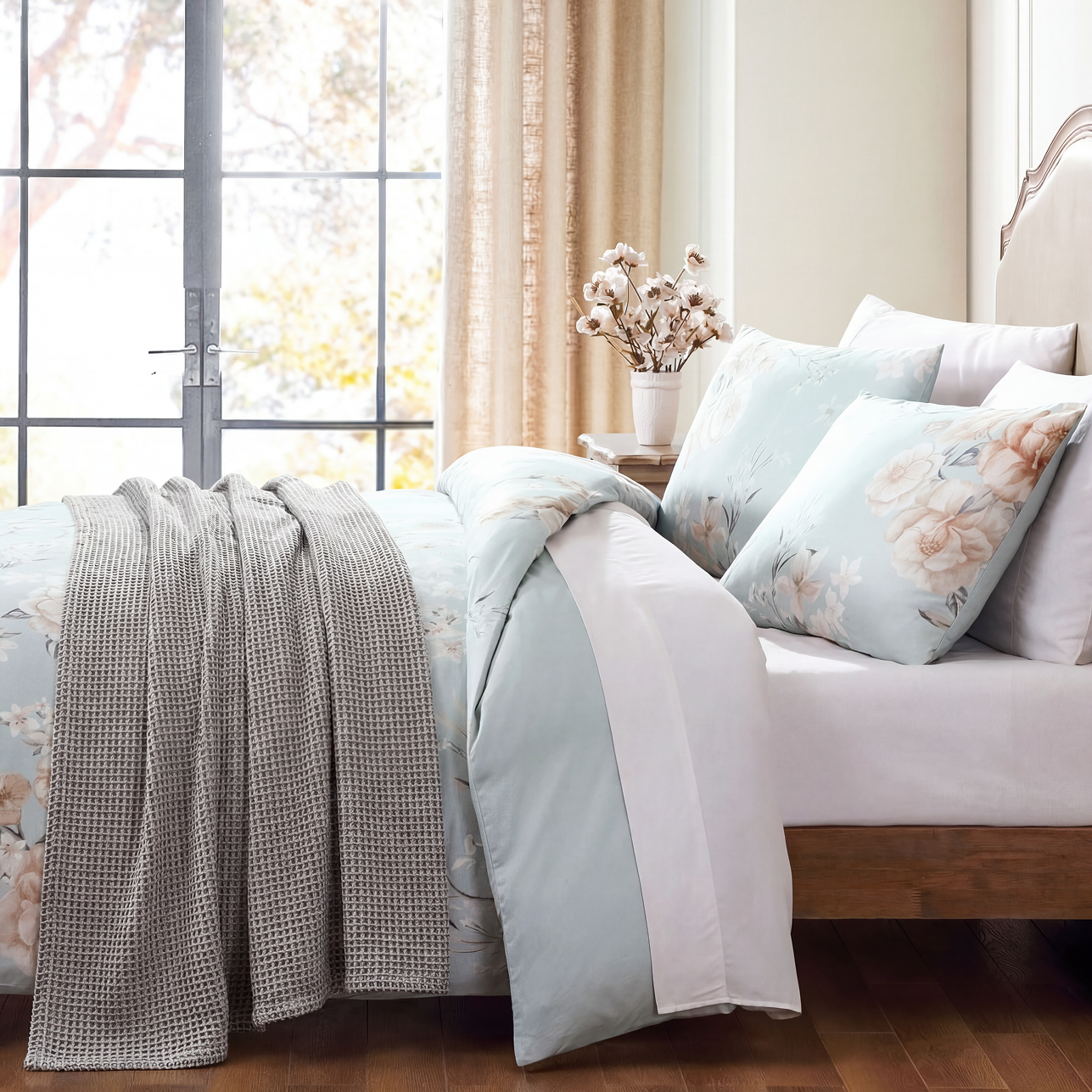 pure parima egyptian cotton floral printed duvet cover