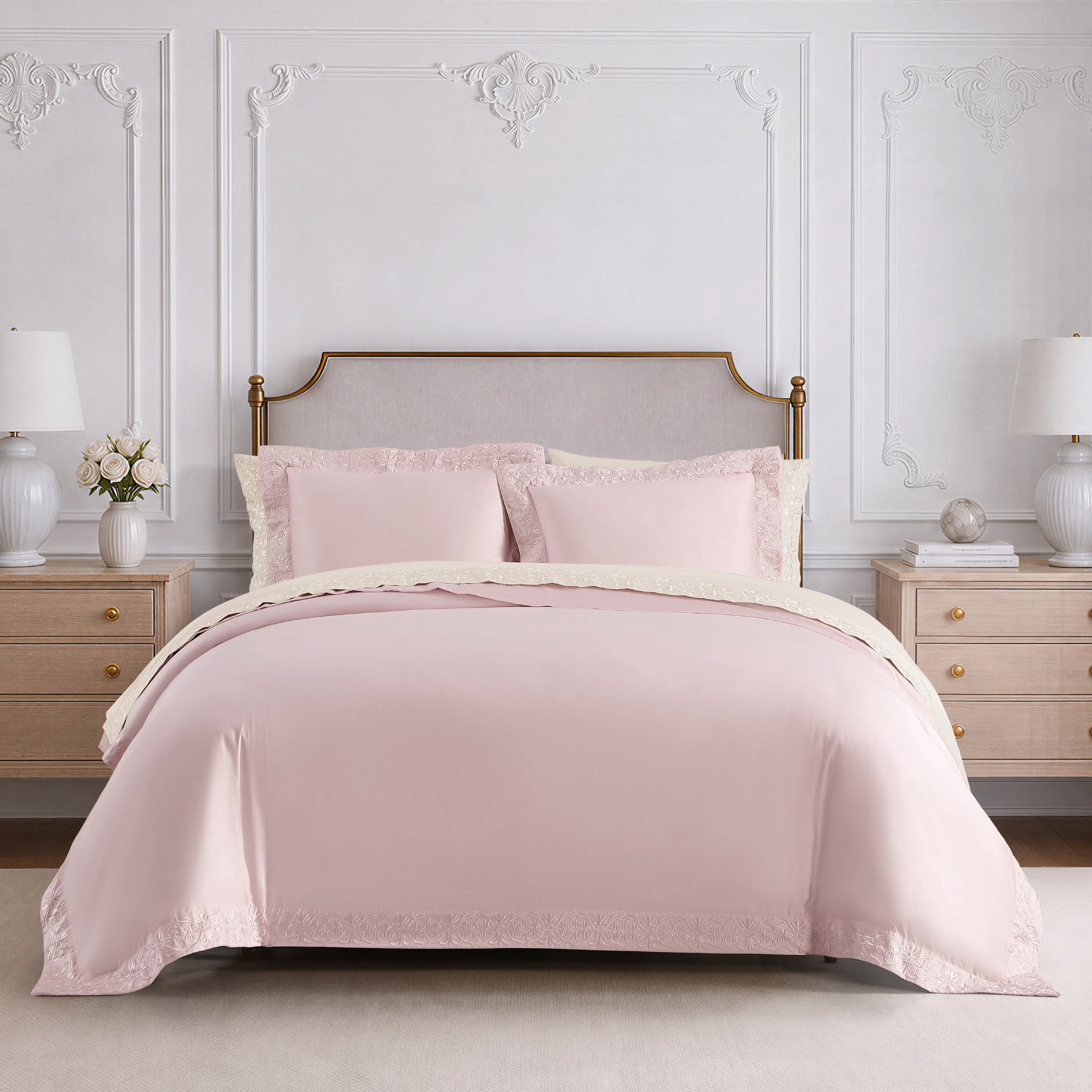 pure parima egyptian cotton ariane collection pink and cream