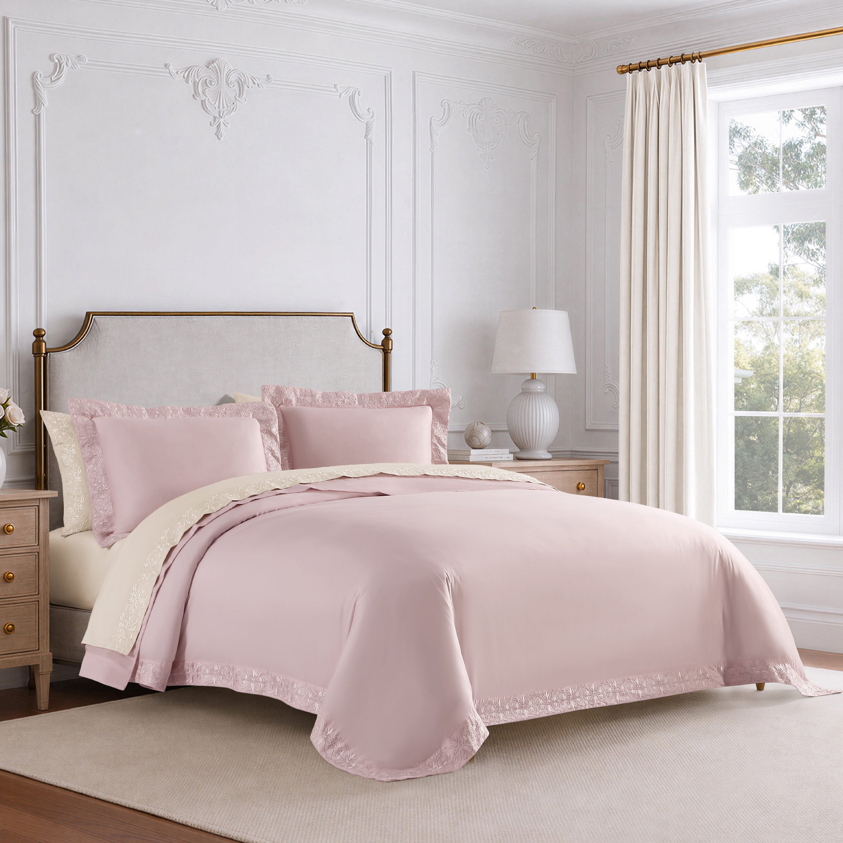 pure parima egyptian cotton ariane collection pink and cream
