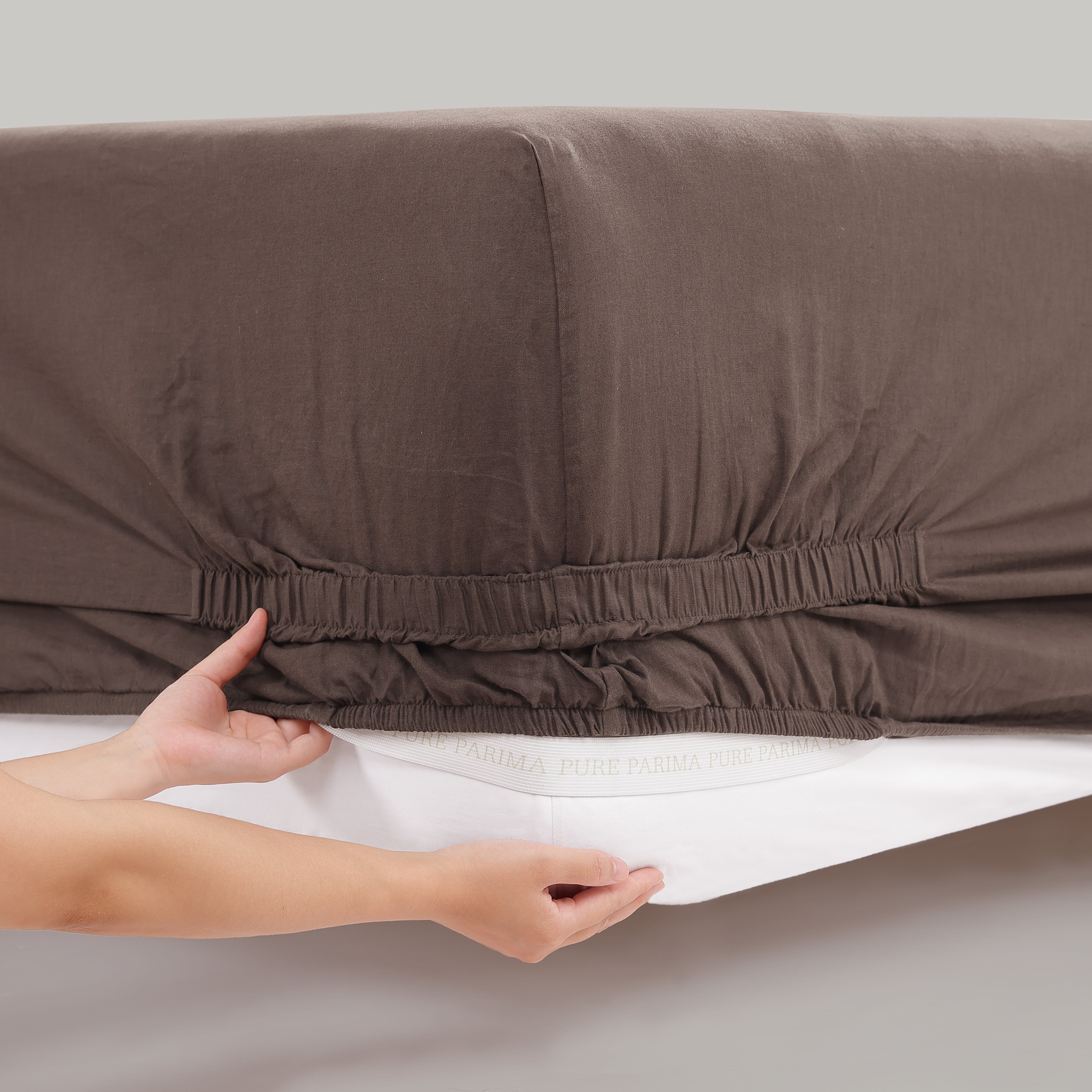 pure parima egyptian cotton european linen fitted sheet#color_earth