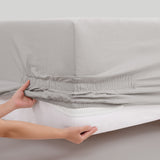 pure parima egyptian cotton european linen fitted sheet#color_moon