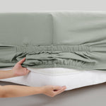 pure parima egyptian cotton european linen fitted sheet#color_sage