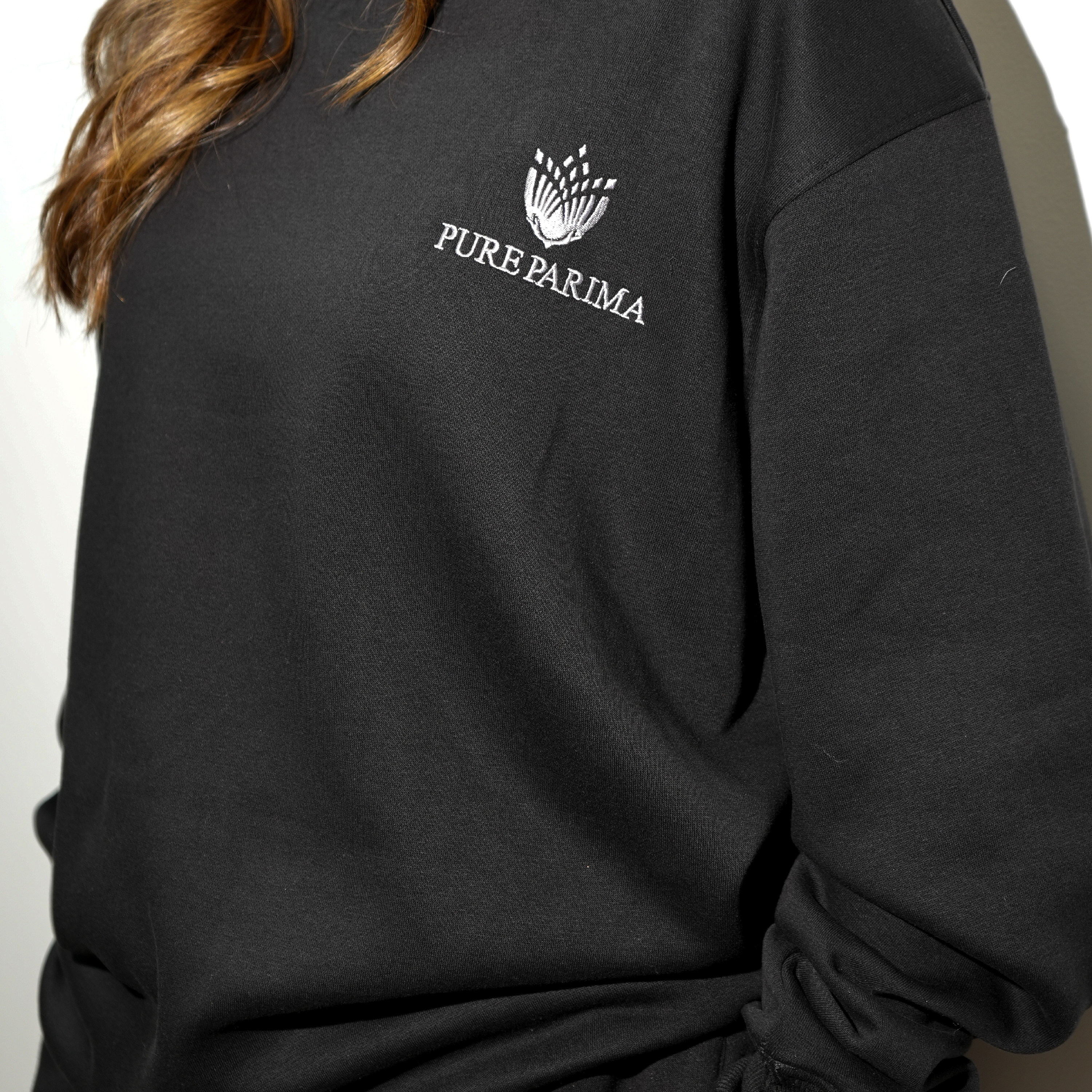 pure parima black sweatshirt and sweatpants