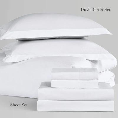 Pure Parima Egyptian Cotton Sheets Ultra Percale Duvet Cover Set | Hotel Collection | 100% Giza Egyptian Cotton#color_white
