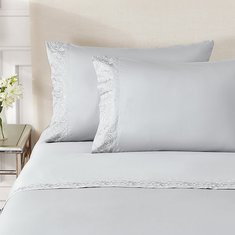 Pure Parima Egyptian Cotton Sheets Ariane Sheet Set | 100% Giza Egyptian Cotton#color_grey