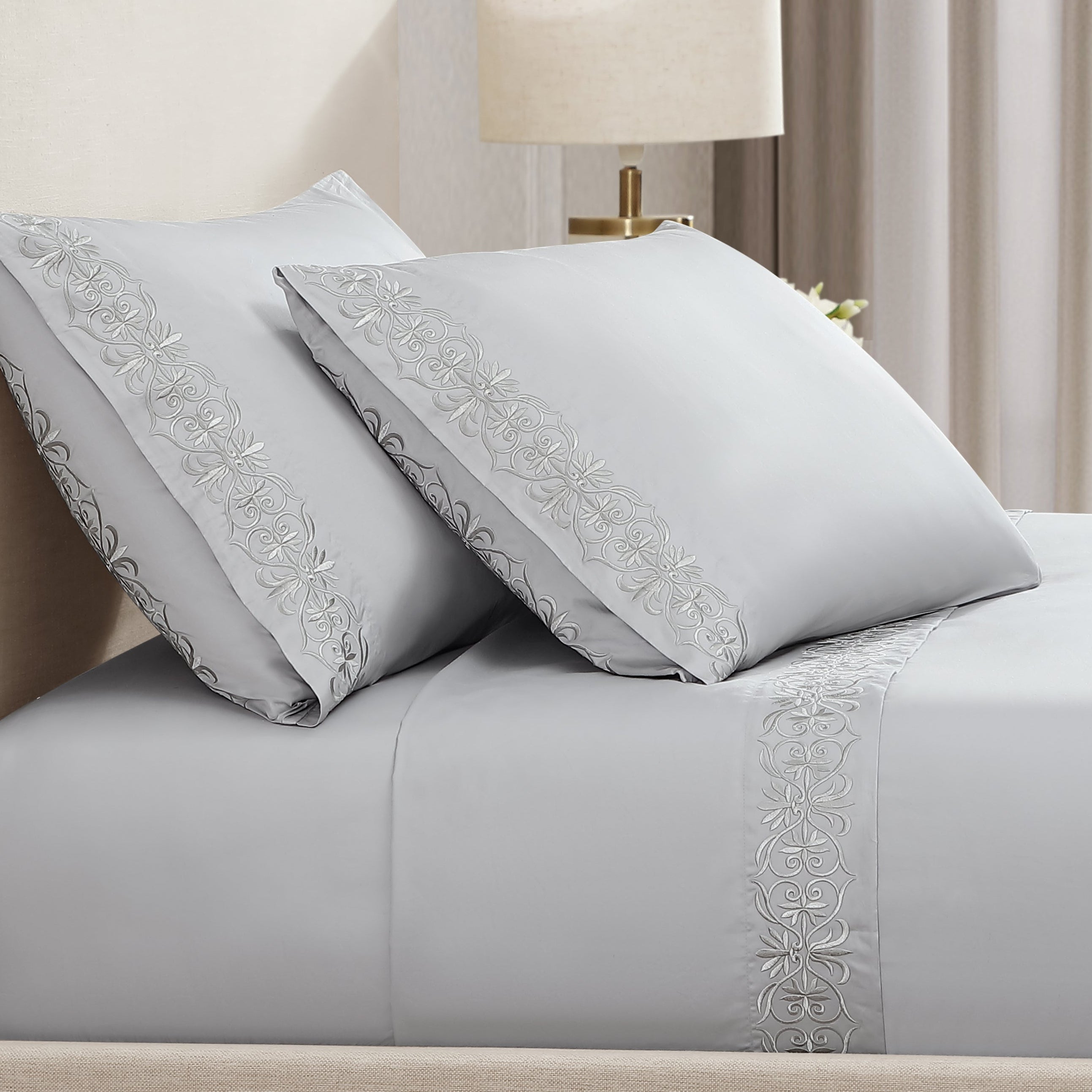 Pure Parima Egyptian Cotton Sheets Ariane Sheet Set | 100% Giza Egyptian Cotton#color_grey