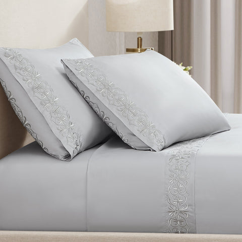 Pure Parima Egyptian Cotton Sheets Ariane Sheet Set | 100% Giza Egyptian Cotton#color_grey