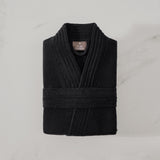 pure parima egyptian cotton ribbed robe black