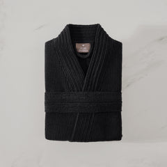 pure parima egyptian cotton ribbed robe black