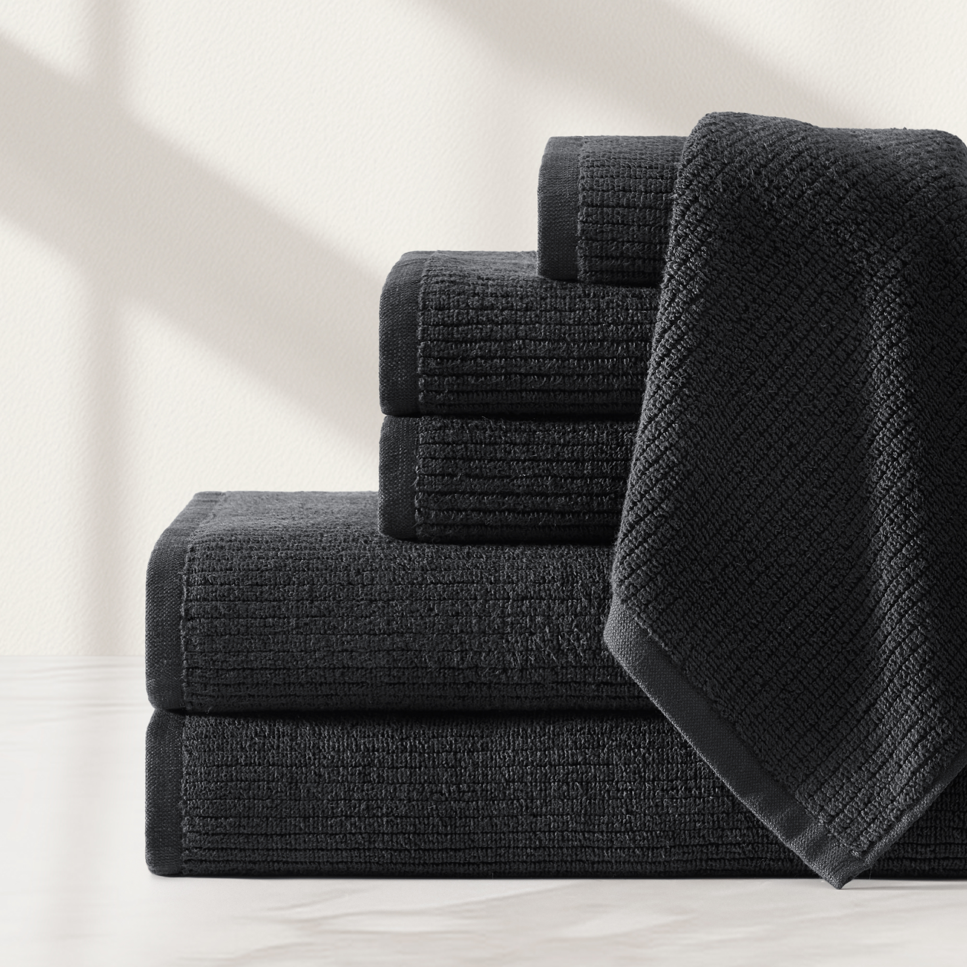 pure parima egyptian cotton ribbed towels carbon