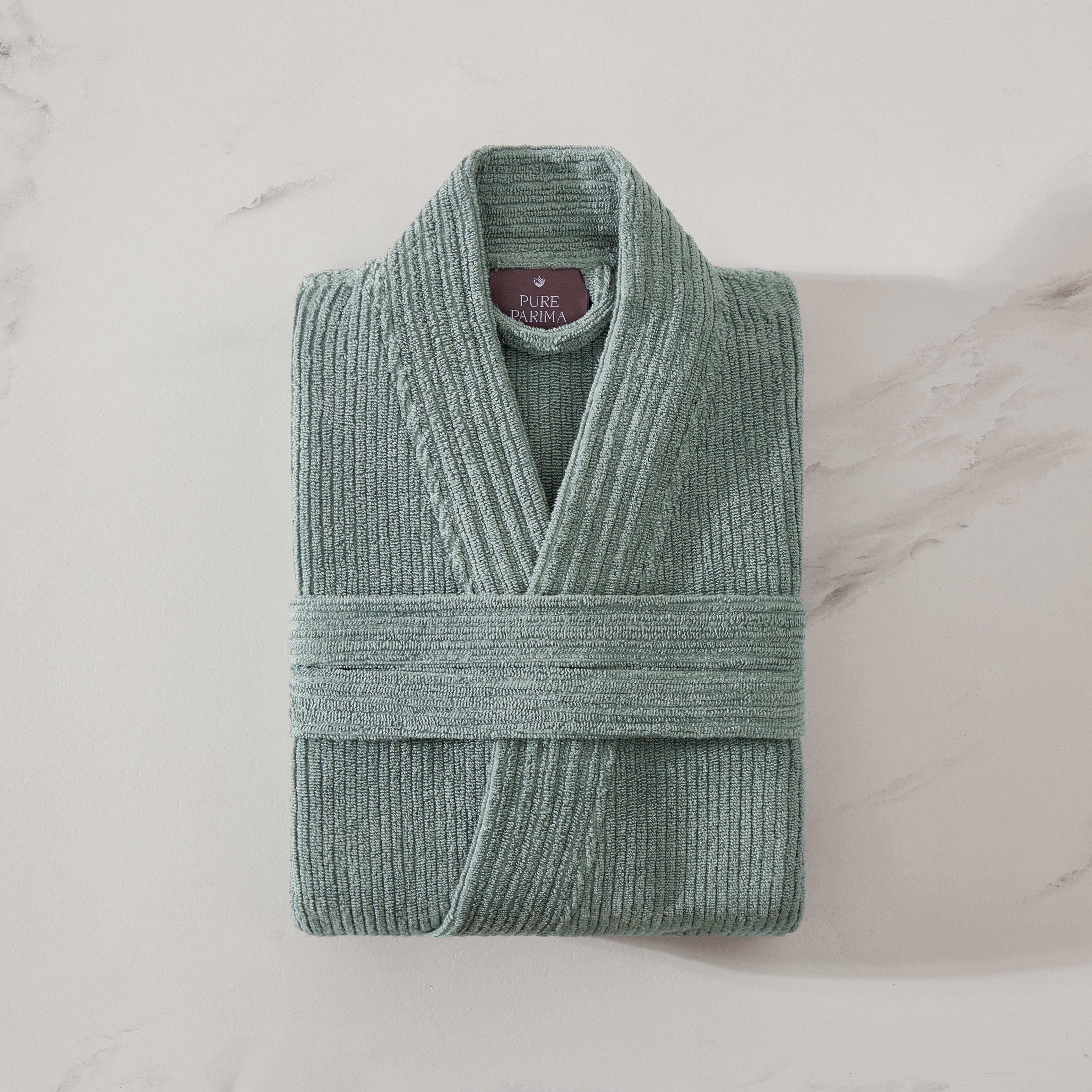 pure parima egyptian cotton ribbed robe sage