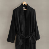 pure parima egyptian cotton ribbed robe black