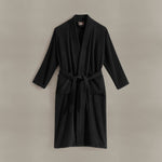 pure parima egyptian cotton ribbed robe black