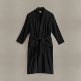 pure parima egyptian cotton ribbed robe black