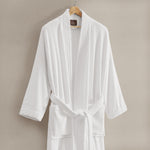 pure parima egyptian cotton ribbed robe white