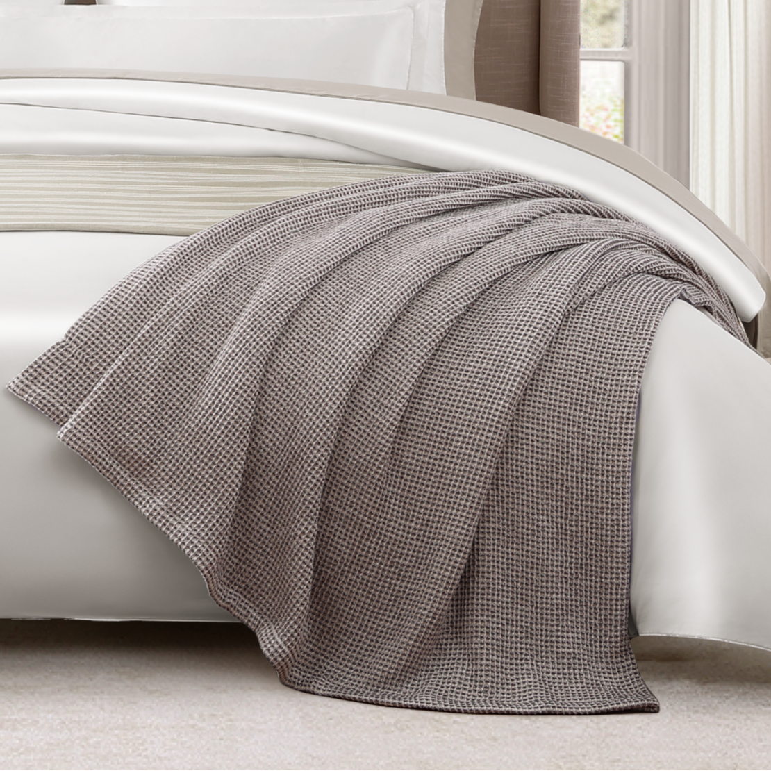 pure parima organic washed waffle blanket