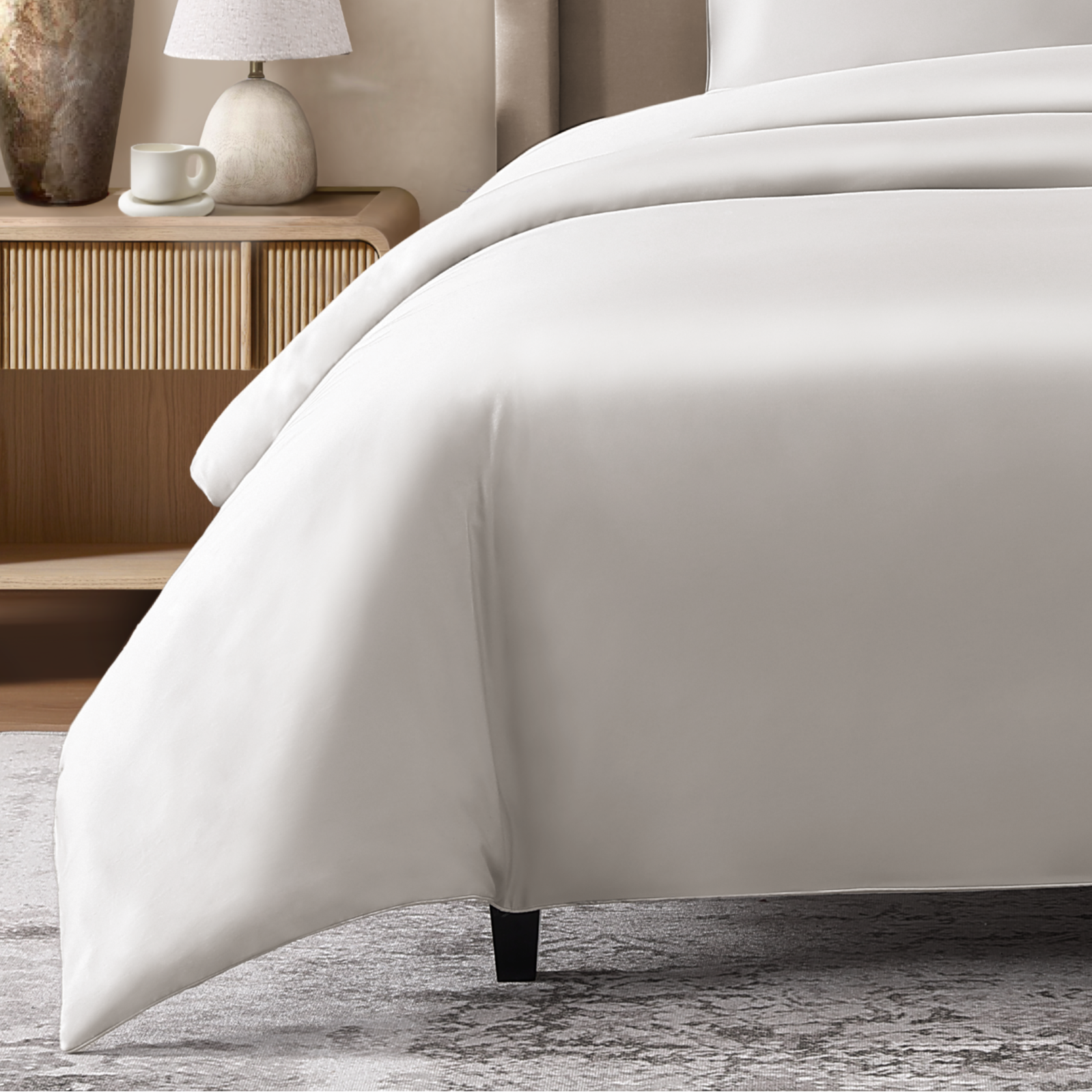 silken sateen oyster duvet cover