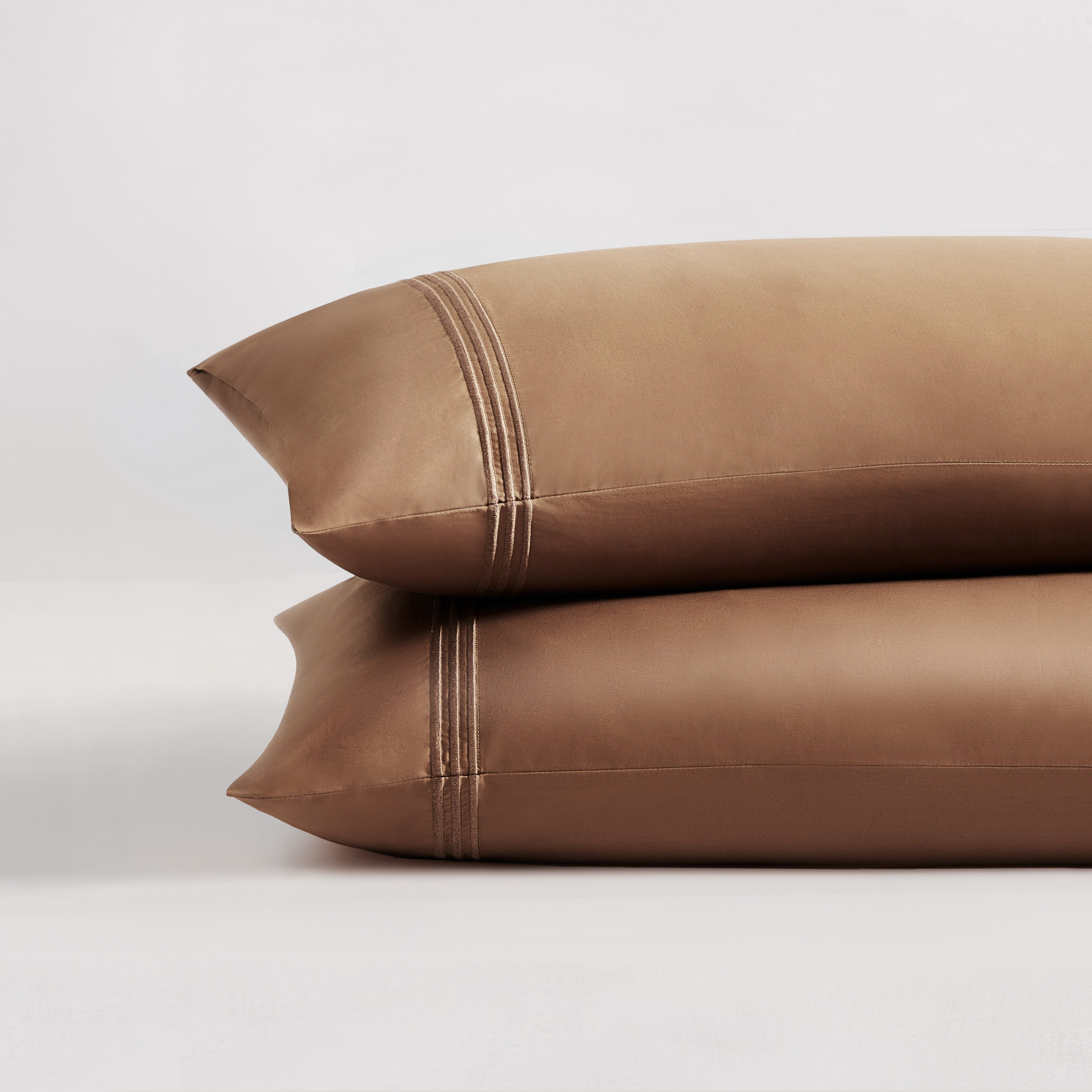 pure parima egyptian cotton pillowcases triple luxe sateen caramel