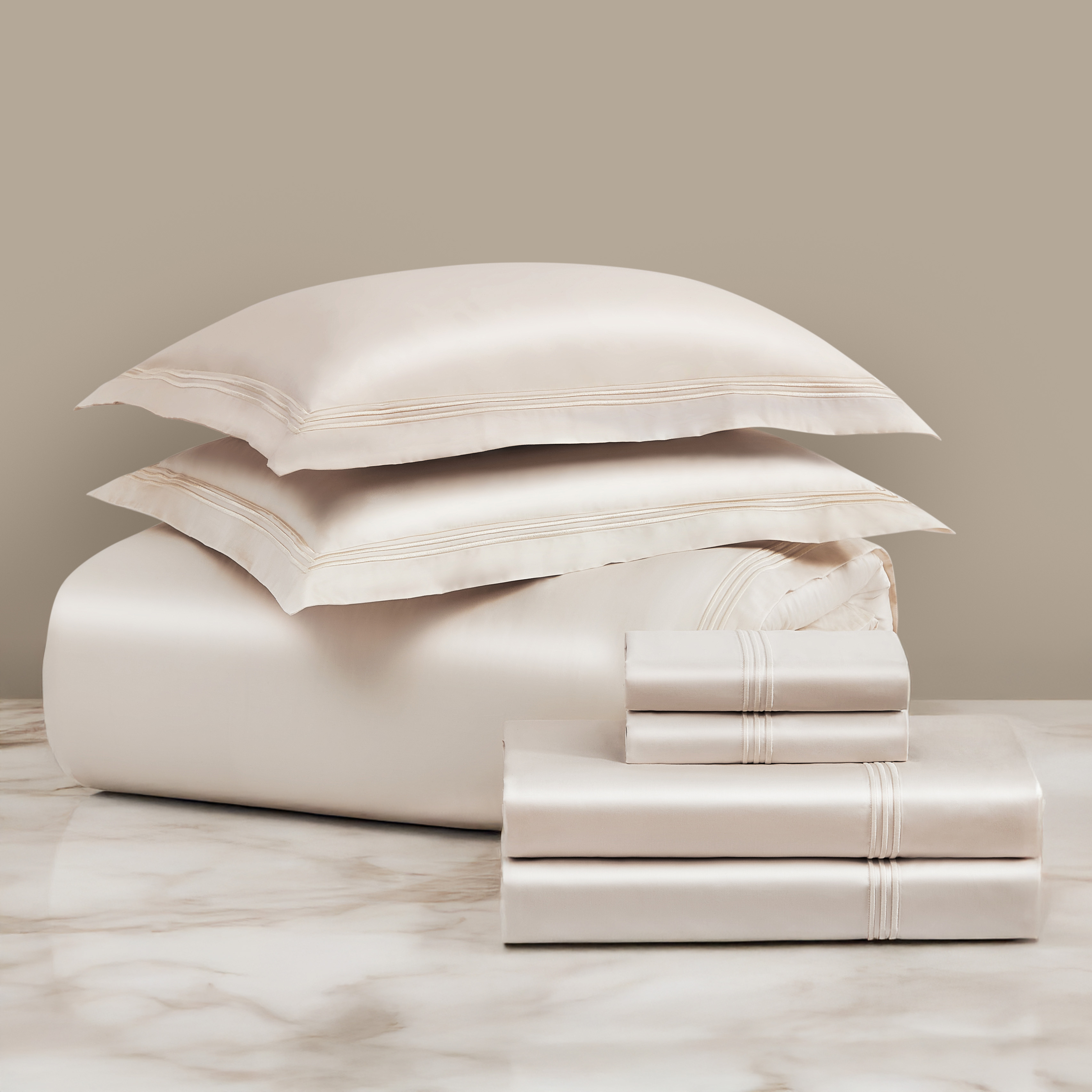 pure parima triple luxe sateen egyptian cotton sheets and duvet cover cream