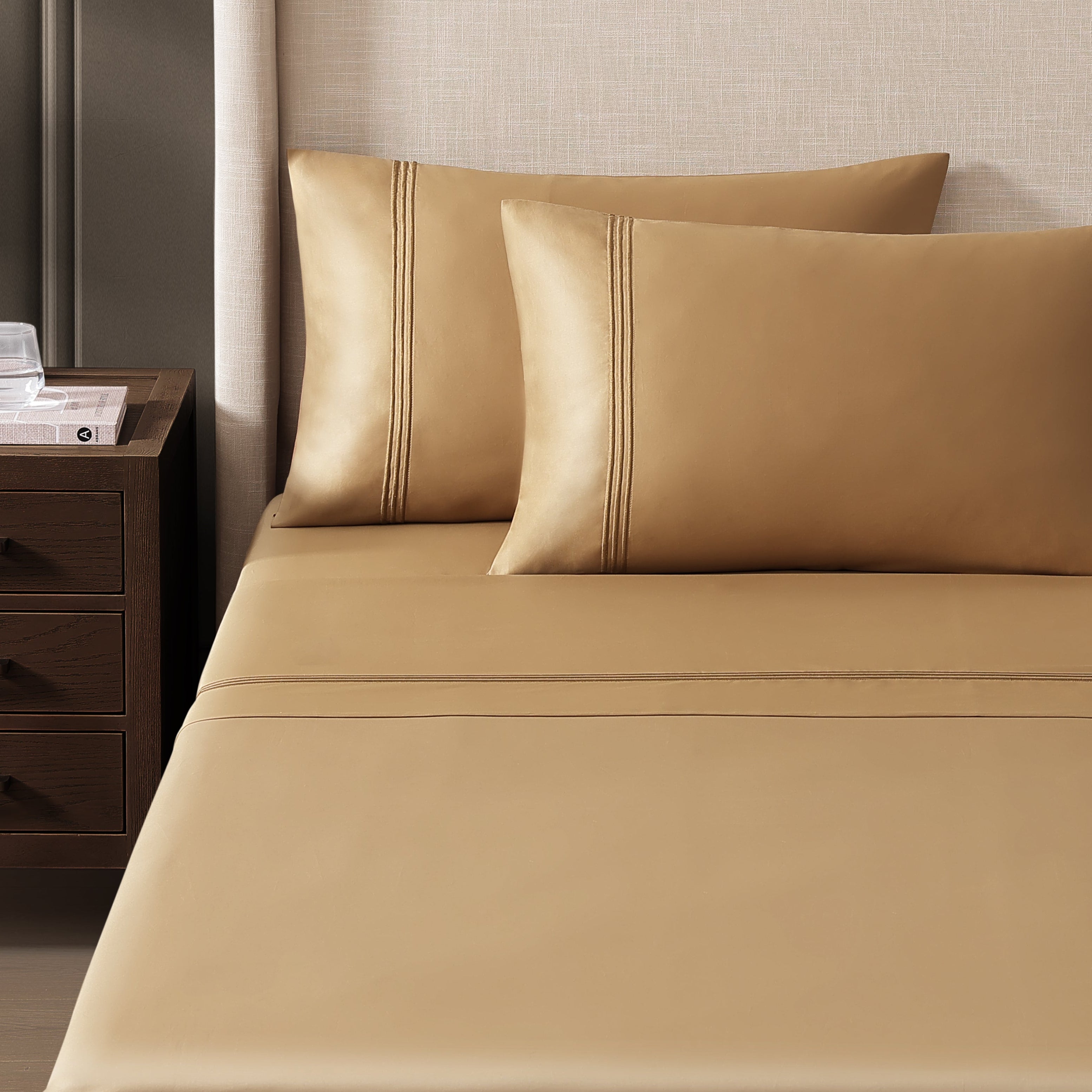 Elegant Comfort 1500 Thread Count Microfiber Sheet Set - Queen, Deep Pocket, Wrinkle-Free, 4-Piece Bronze