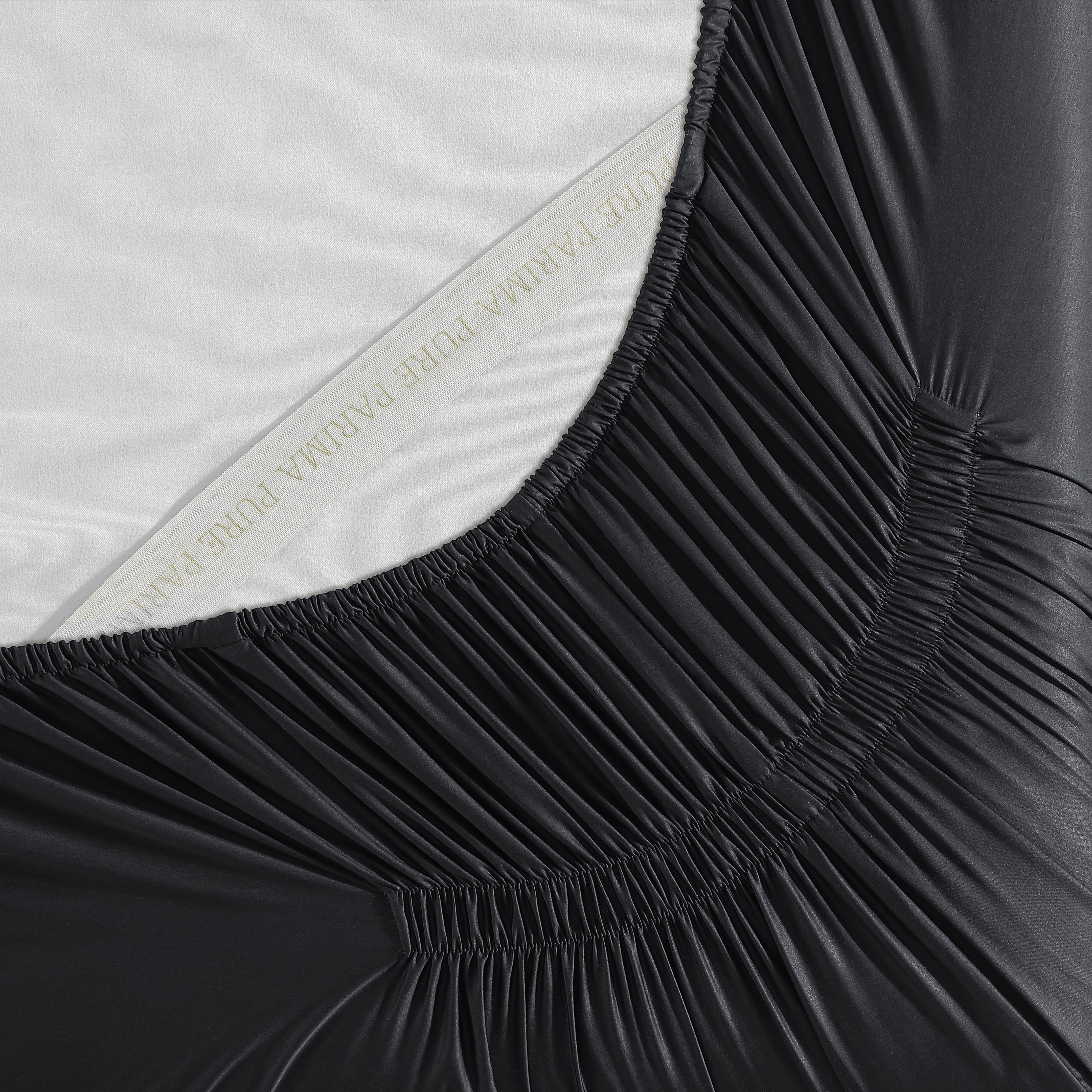 pure parima sateen fitted sheet black