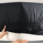 pure parima sateen fitted sheet black