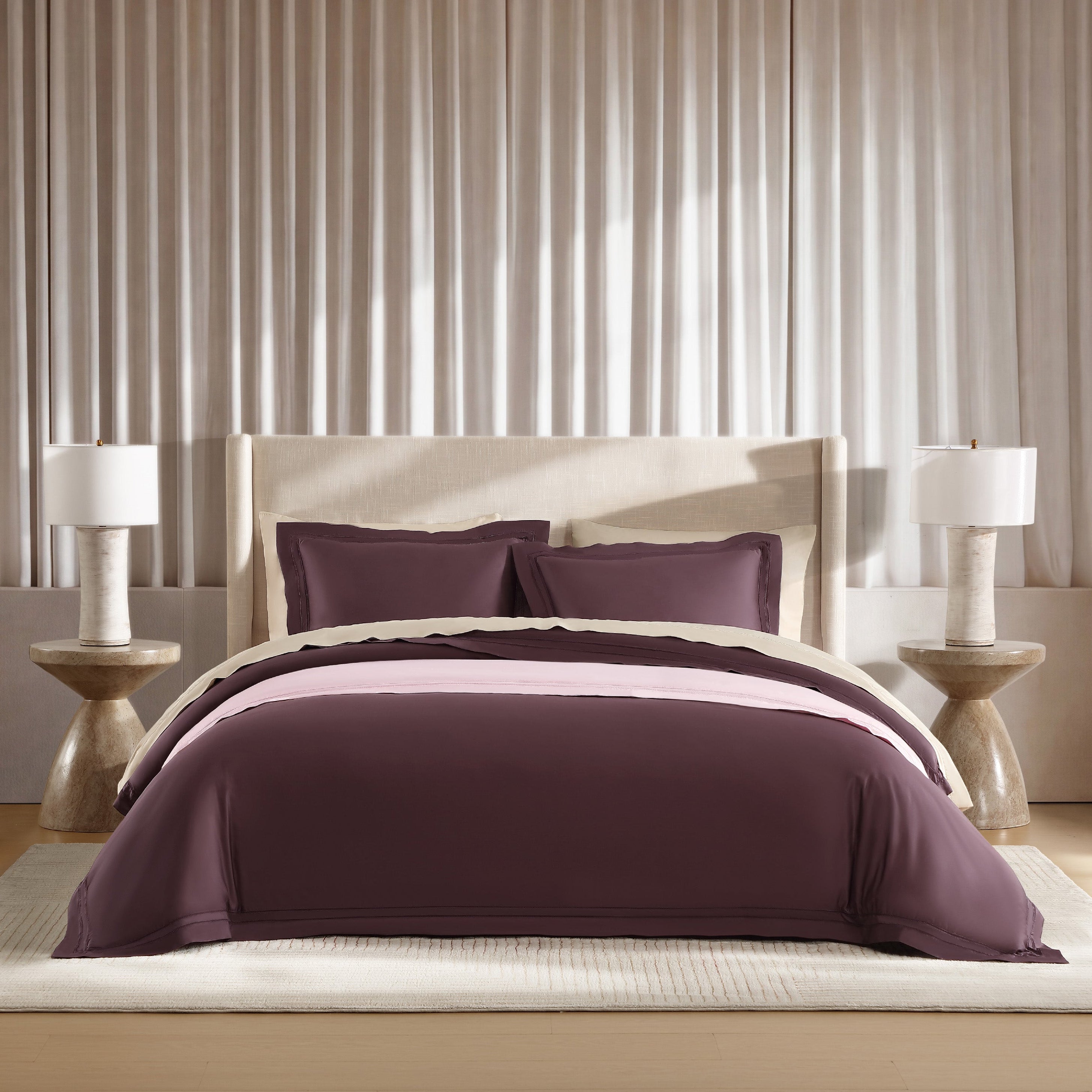 pure parima egyptian cotton yalda collection cream, pink and raisin