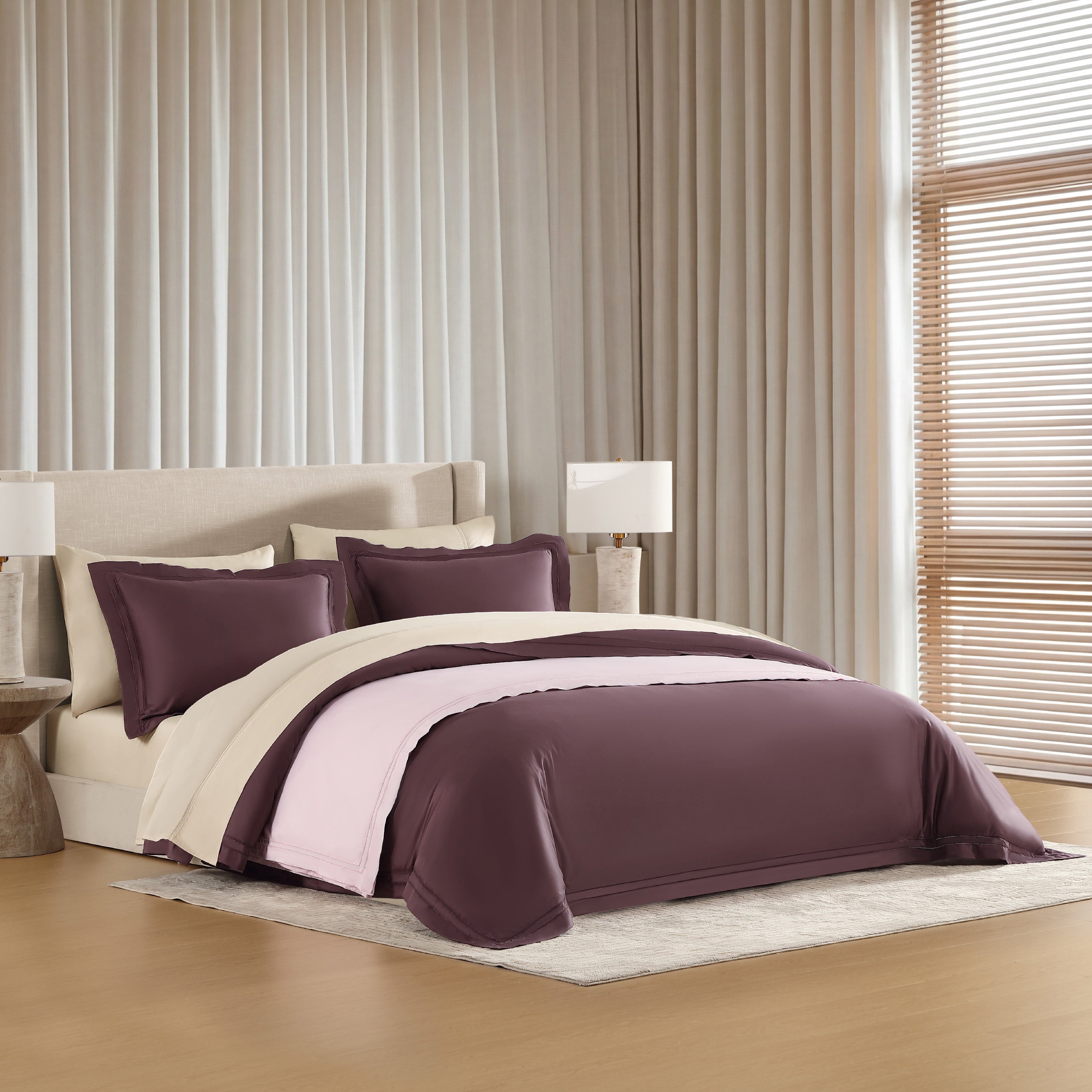 pure parima egyptian cotton yalda collection cream, pink and raisin