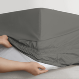 pure parima egyptian cotton adjustable fitted sheet#color_charcoal