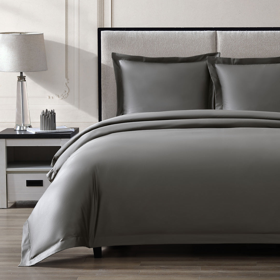 Pure Parima Egyptian Cotton Sheets Ultra Sateen Duvet Cover Set#color_charcoal