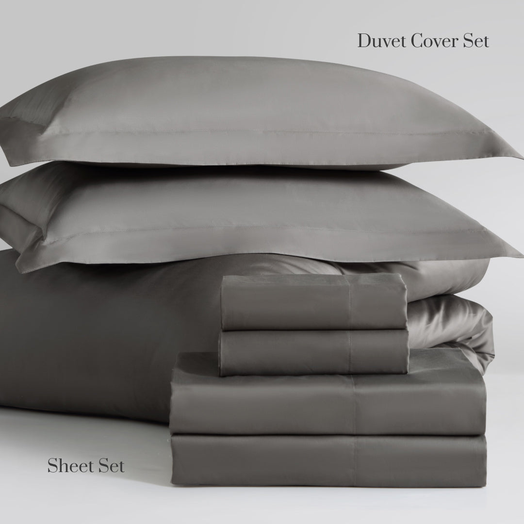 Pure Parima Egyptian Cotton Sheets Ultra Sateen Duvet Cover Set | Hotel Collection | 100% Giza Egyptian Cotton#color_charcoal