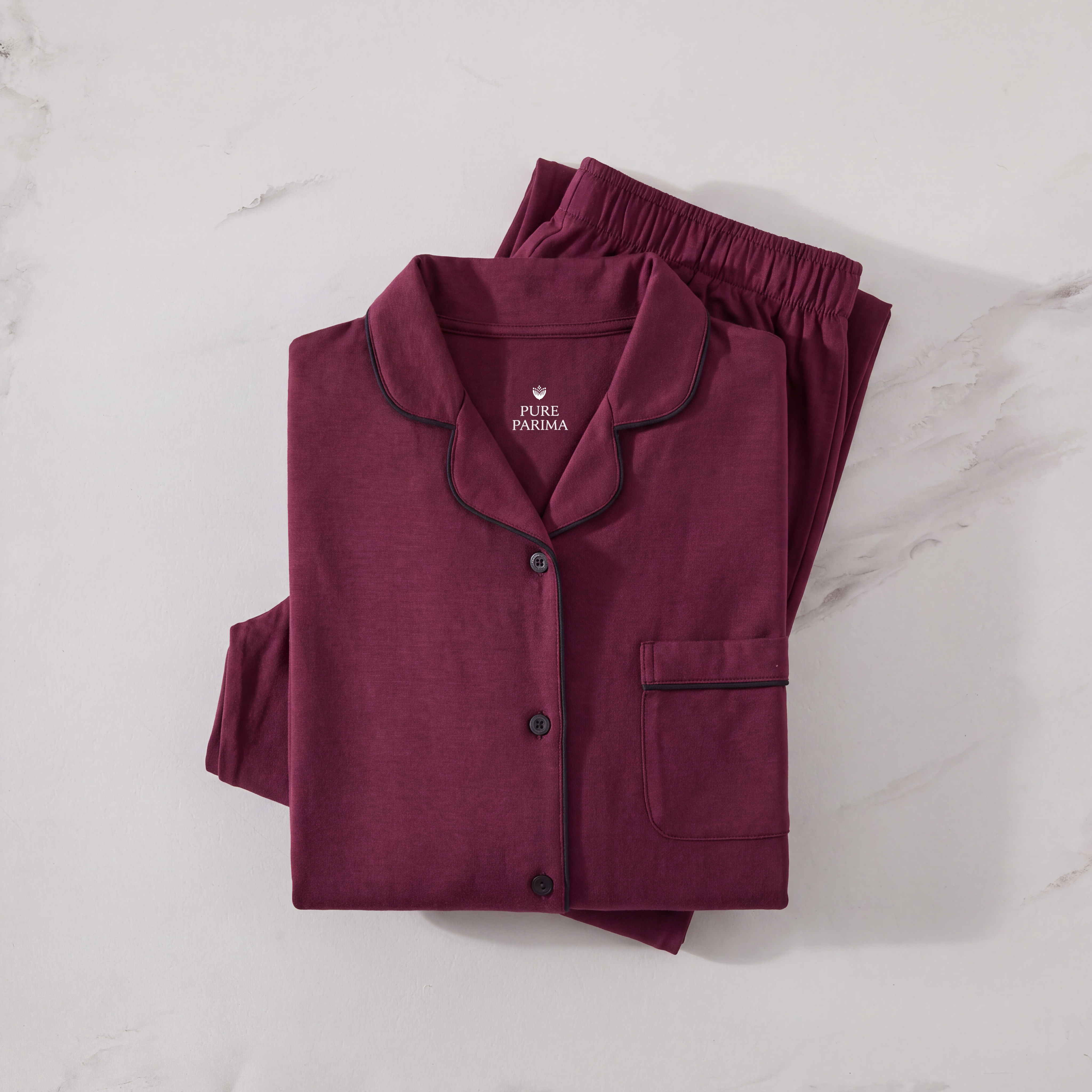 pure parima soft knit long sleeve pajama set cherry