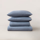 pure parima egyptian cotton european linen sheet stack dusk