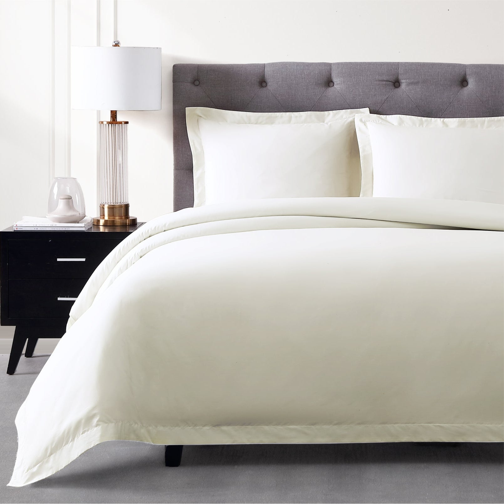 Pure Parima Egyptian Cotton Sheets Ultra Percale Duvet Cover Set#color_bone