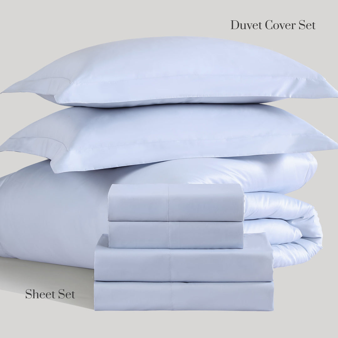 Pure Parima Egyptian Cotton Sheets Ultra Sateen Duvet Cover Set | Hotel Collection | 100% Giza Egyptian Cotton#color_icy-blue
