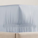 pure parima egyptian cotton adjustable sateen fitted sheet icy blue