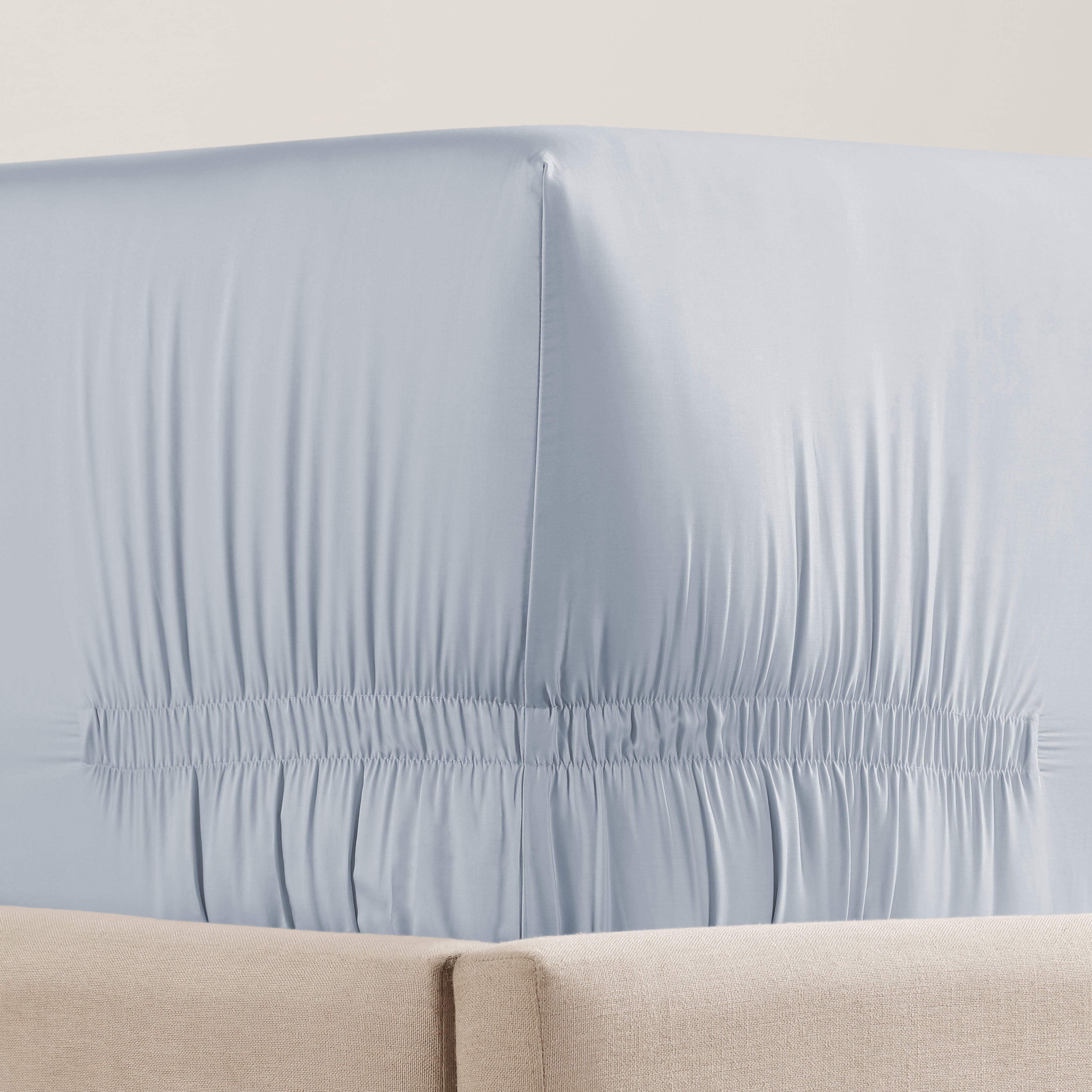 pure parima egyptian cotton adjustable sateen fitted sheet icy blue