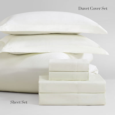 Pure Parima Egyptian Cotton Sheets Ultra Sateen Duvet Cover Set | Hotel Collection | 100% Giza Egyptian Cotton#color_ivory