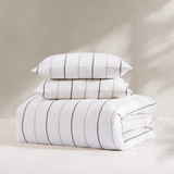pure parima natural pinstripe linen duvet cover