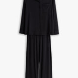 pure parima soft knit long sleeve pajama set#color_black
