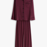 pure parima soft knit long sleeve pajama set#color_cherry