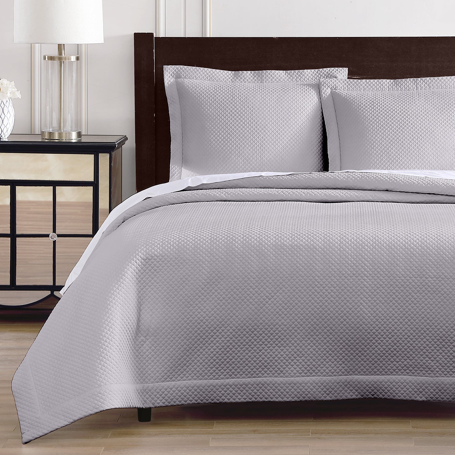pure parima egyptian cotton diamond quilted coverlet#color_grey