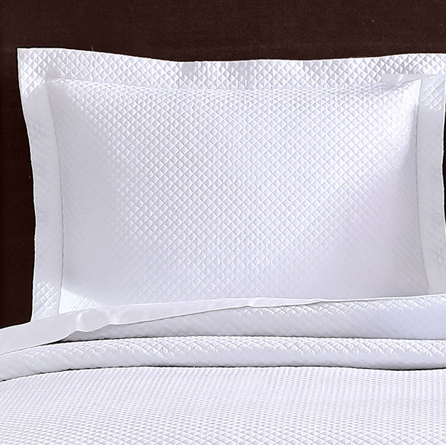 pure parima egyptian cotton diamond quilted coverlet sham white
