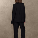 pure parima soft knit long sleeve pajama set#color_black