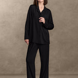 pure parima soft knit long sleeve pajama set#color_black