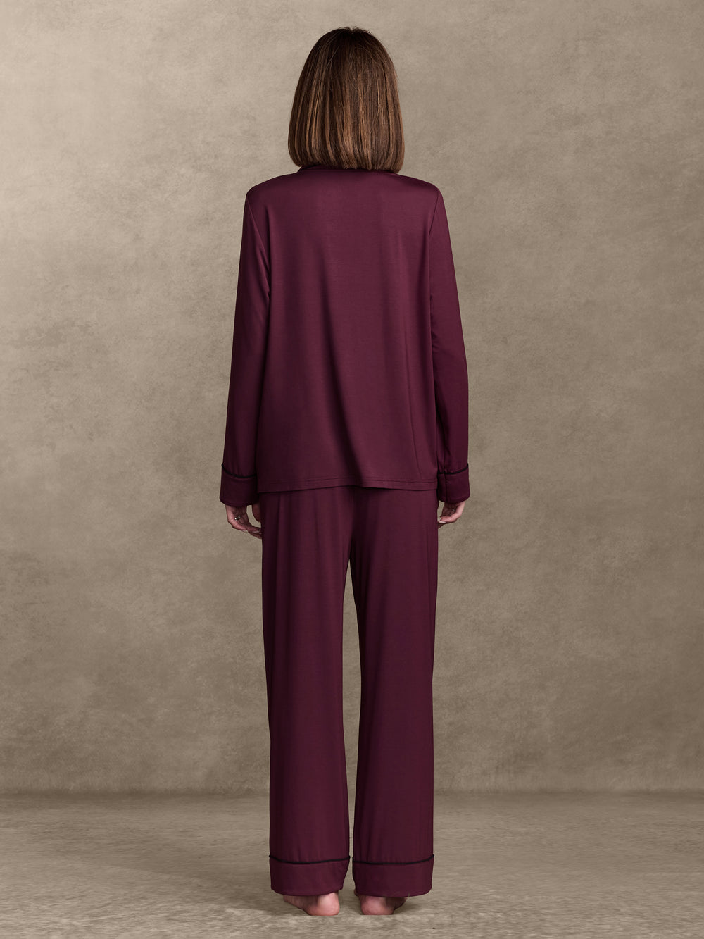 pure parima soft knit long sleeve pajama set#color_cherry