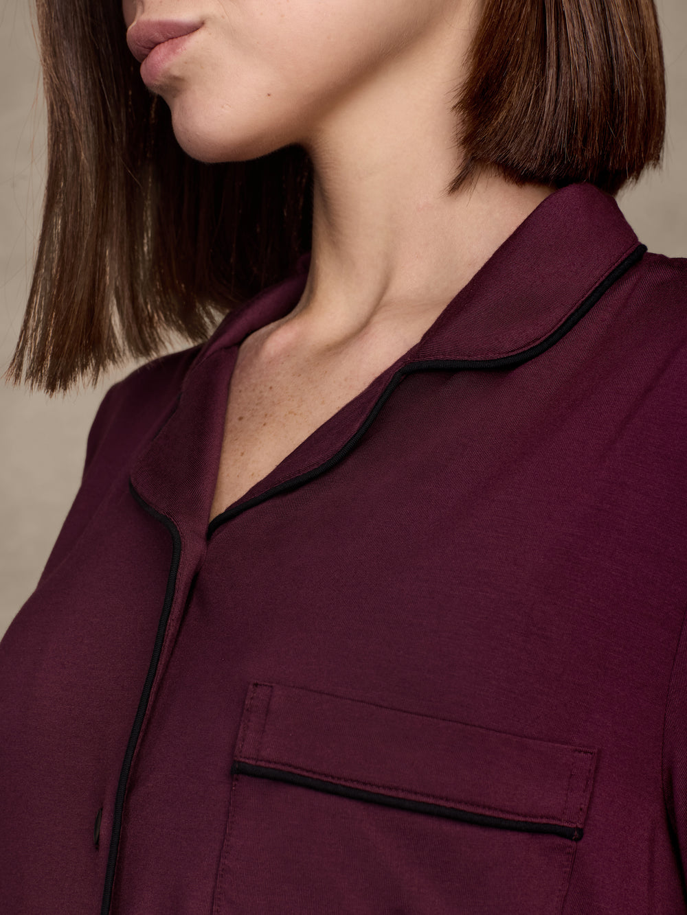 pure parima soft knit long sleeve pajama set#color_cherry