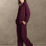 pure parima soft knit long sleeve pajama set#color_cherry