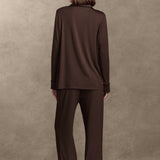 pure parima soft knit long sleeve pajama set#color_mocha